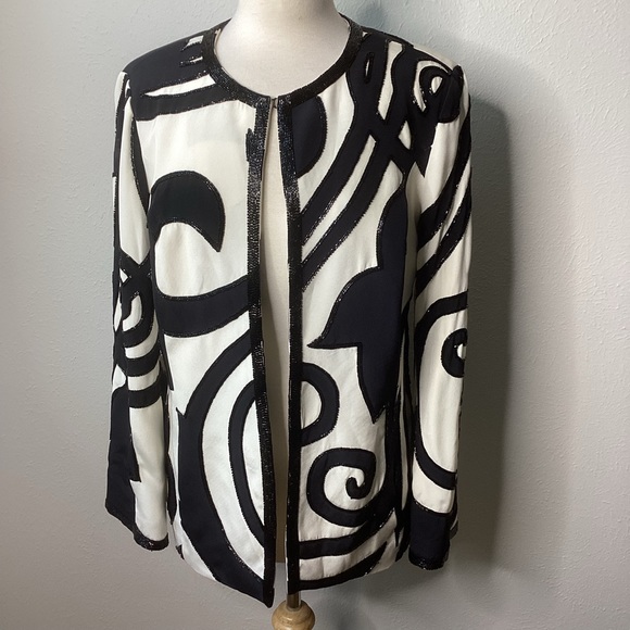 St. John Silk Beaded Jacket 10 - Picture 3 of 12